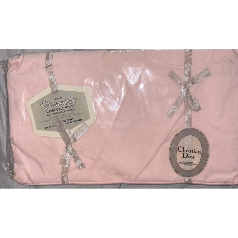 Vintage Christian Dior Wamsutta Supercale Plus twin pink  Flat Sheet‎ NEW SEALED